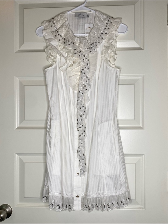 Coach Dresses & Skirts - NWT Coach White Ruffle Eyelet Sleeveless Mini Dress